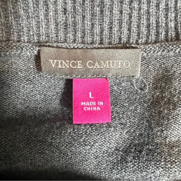 Vince Camuto Foldover Split Neck Short Sleeve Tunic Sweater Gray Women's Large - Picture 8 of 13